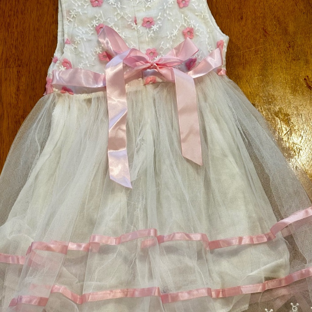 Girls White & Pink Floral Tulle Dress – Size 4T/5T (Boutique) - Picture 7 of 7